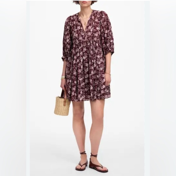 Madewell Dresses & Skirts - NWT Madewell Splitneck Puff Sleeve Dress in Floral